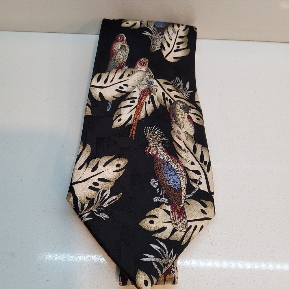 AMERICANA by MB Parrots Print Silk Tie